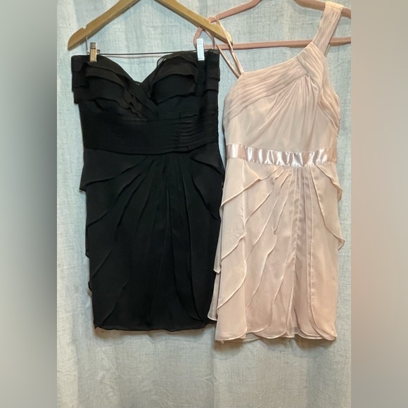 ADRIANNA PAPELL pale pink one shoulder pleated petal design formal dress. 2 - Picture 5 of 6